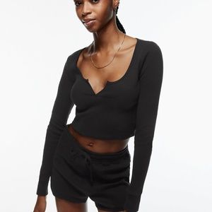 Aritzia TNA WAFFLE SCOOPNECK LONGSLEEVE-NEVER WORN